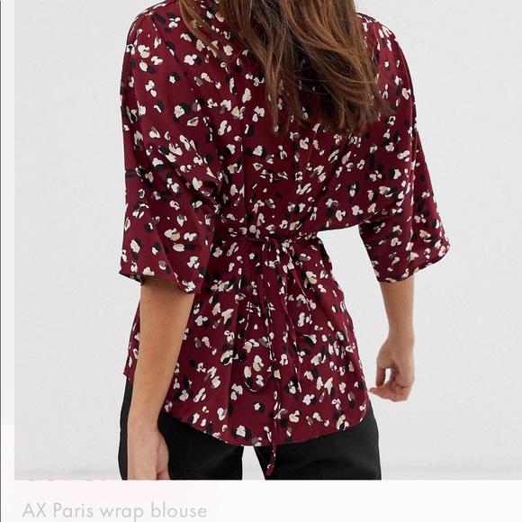New - AX Paris Wrap Blouse in plum, size 6 - Picture 3 of 4